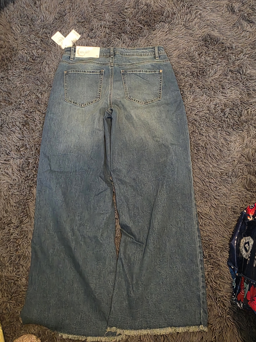 Cato Women's Wide-Leg Distressed Jeans - Blue Denim - Picture 2 of 3